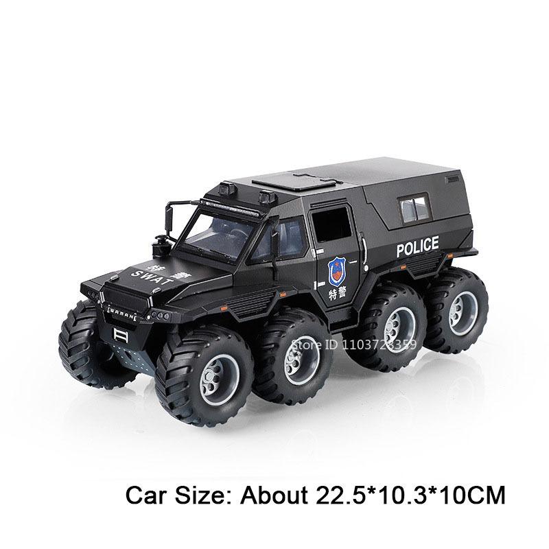 1:24 Scale Avtoros Shaman Police Car Model Toys Alloy Diecast Off-road Vehicle Sound Light Doors Opened Pull Back for Kids Gifts