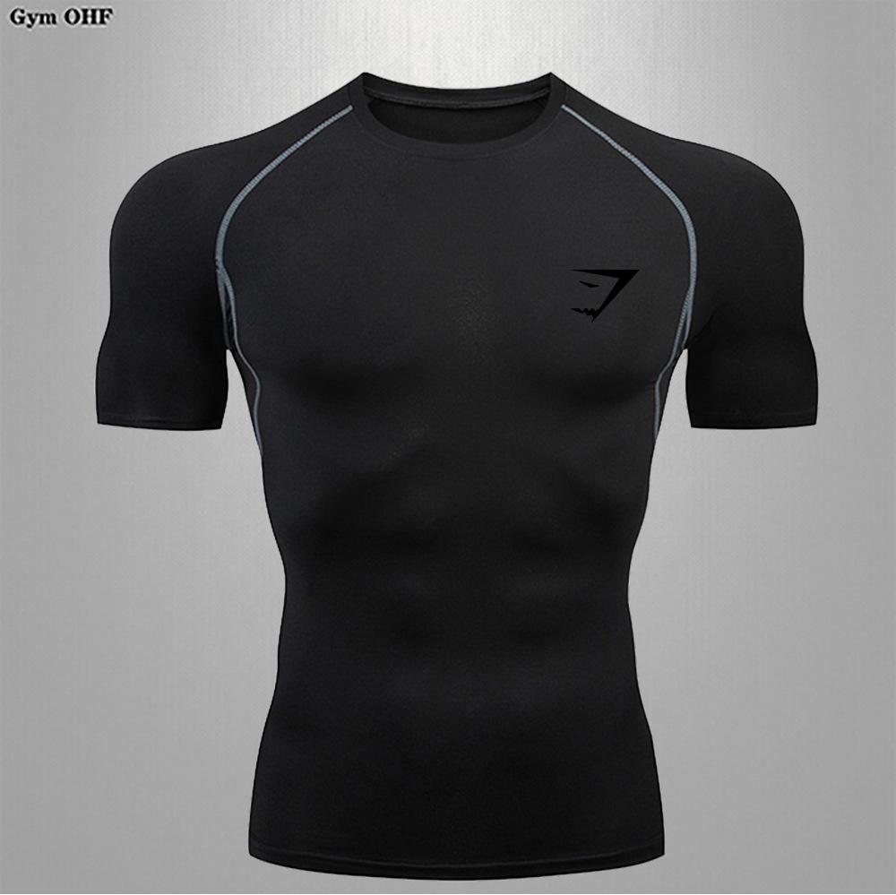 Tricou de compresie cu uscare rapidă pentru bărbați Shark - Respirabil, Strâmt, pentru Sport și Alergare S