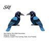 3D Bird Wall Sculpture 2Pcs Blue Wooden Art Rustic Nature-Themed Ornament Irregular Nature-inspired Shape Hanging Decor for Living Room Bedroom Office