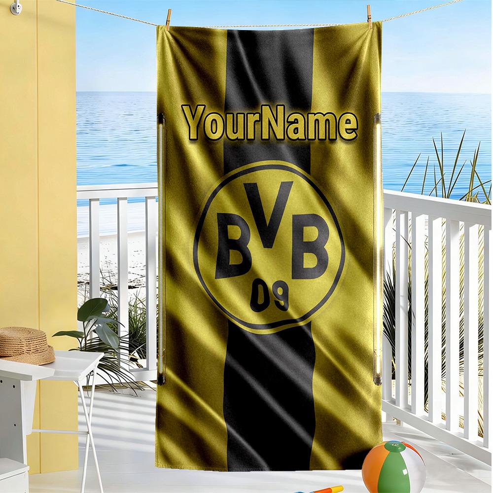 Borussia Dortmund Customizable Name Beach Towel Super Soft & Absorbent