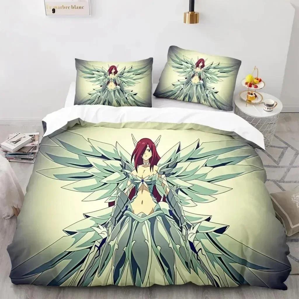 3D Print Fairy Tail Anime Natsu Bedding Set Duvet Cover Bed Set Quilt Cover Pillowcase Comforter King Queen Size Boys Adult