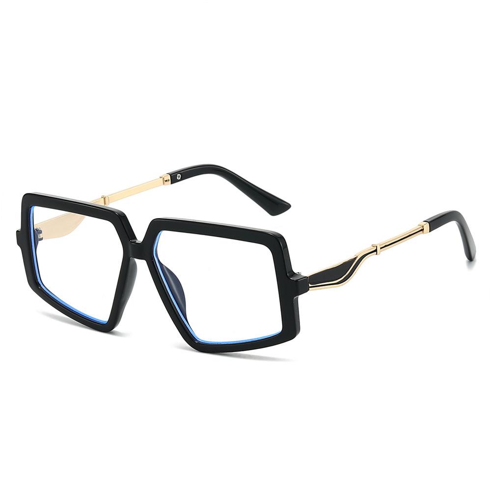 

Thick Frame Square Anti-Blue Glasses Frame Women S Plain Face Black Flat Glasses Big Face Men S Retro Glasses flat light