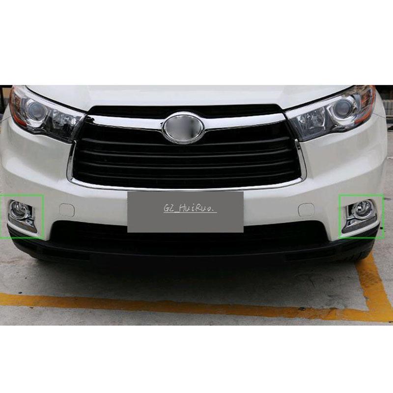 Chrome For Toyota Highlander 2015 2016 2017 Car Exterior Front Rear Fog Light Lamp Foglight Decor Frame Cover Accessories