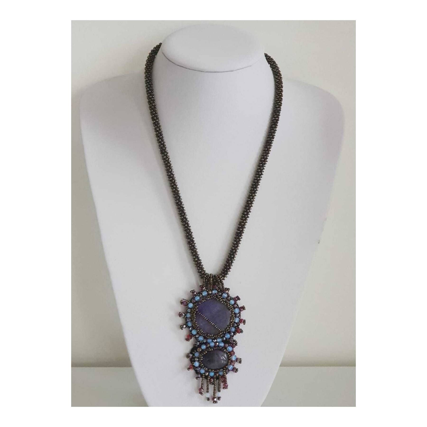 

Ожерелье с украшением из шнура ручной работы в этническом богемном стиле из натурального камня для тюремных работ ручной работы