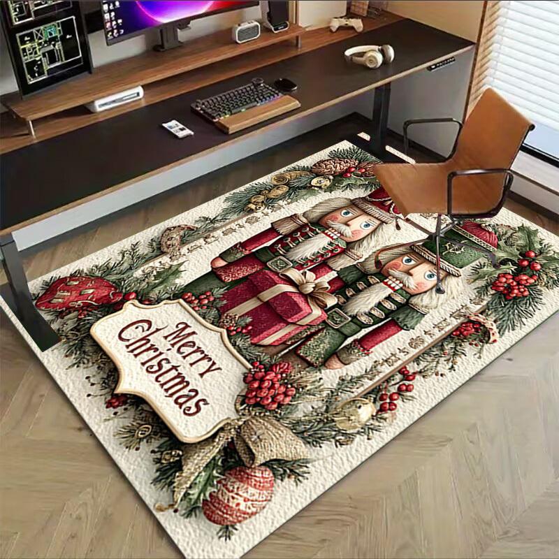 1PC Nutcracker Merry Christmas Extra Large Non Slip Floor Carpet, Office, Family, Bedroom, Large Area Rug Indoor Rugs, Vibrant Colors