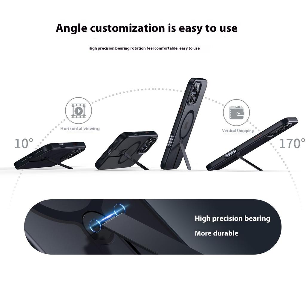 For iPhone 14 Pro Max Case Compatible with MagSafe Rotating Straight Kickstand TPU+PC Matte Phone Cover