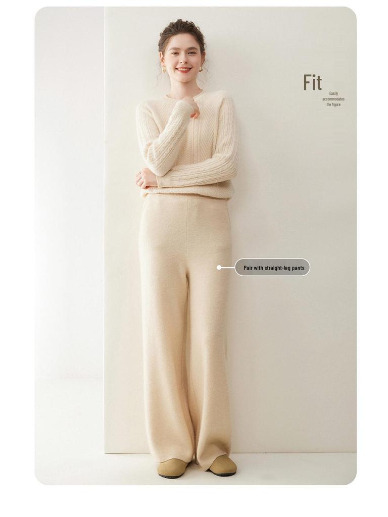 Women's Cashmere Raglan Cable Knit Sweater - 7-Gauge Double-Strand, Round Neck, Rolled Edge, Extra-Thick, Long-Sleeve Pullover.