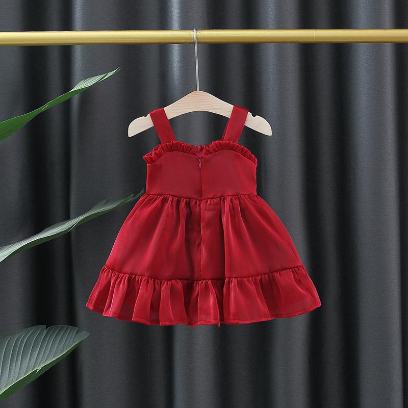 Mädchenkleid Sommer Kinder Trägerkleid Abendwolken Gaze Prinzessinnenkleid