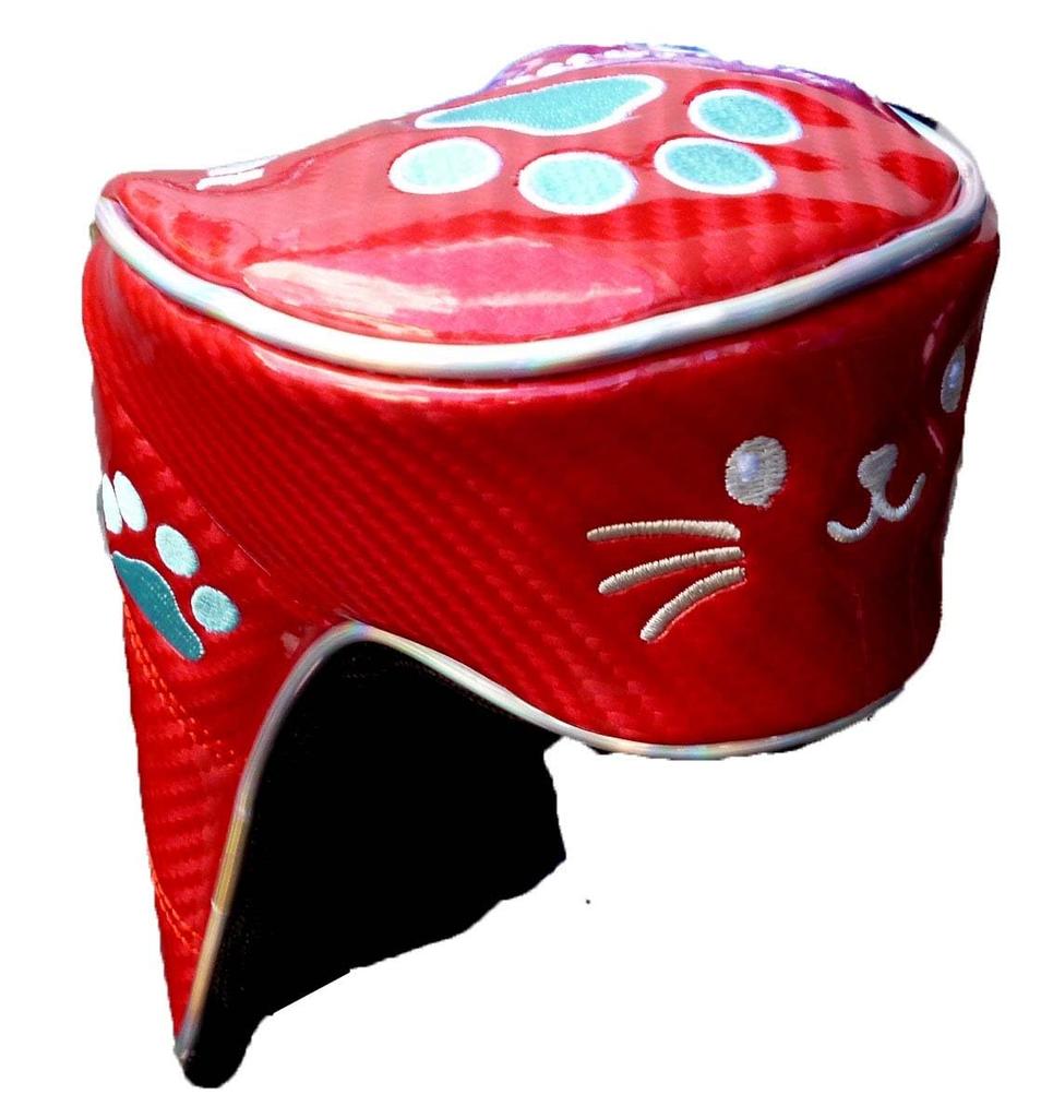 Golf Head Cover with Smile Agent Paw Embroidery for Driver, Fairway, and Utility Cute Water Repellent Synthetic Leather Enamel (Red, For Fairway and