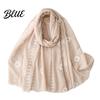 Vintage Style Headscarf Solid Color Embroidered Shawl for Women Lightweight Soft Gauze Scarf with Floral Vine Texture 180x90cm Breathable
