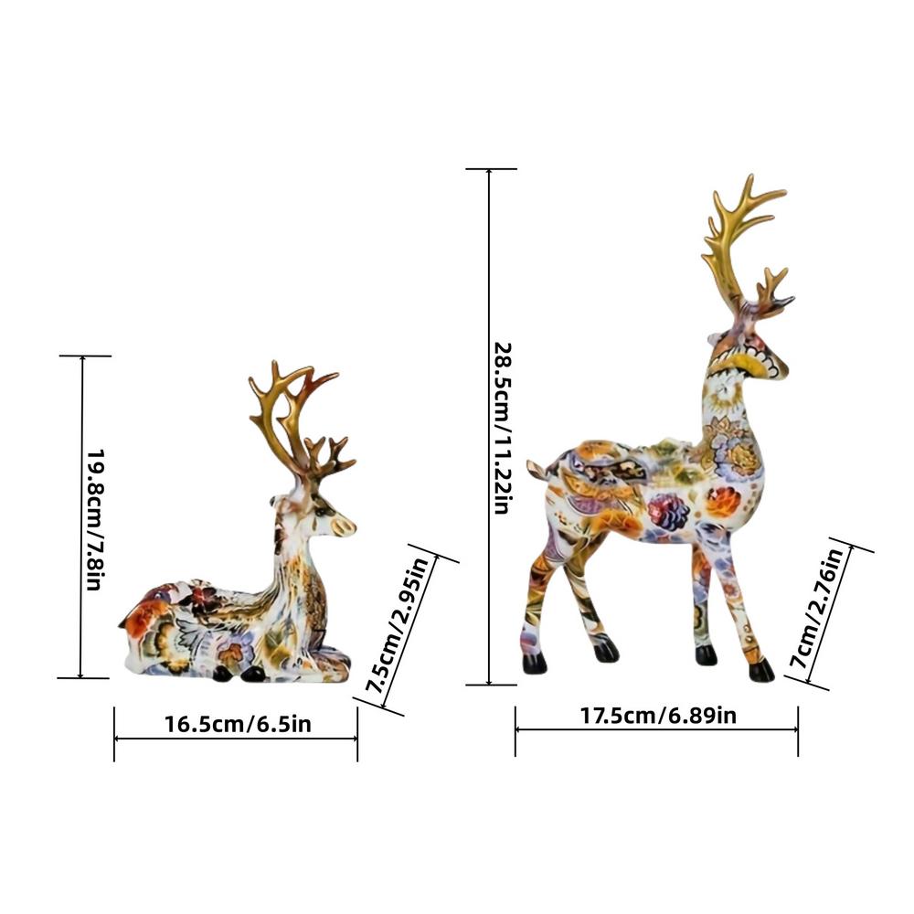 

2 шт. Фигурка оленя Декор комнаты Сидящий Стоящий Настольный Олень Животное Поделки Скульптуры Рождественское Украшение для дома Фигурки оленят фиолетовый