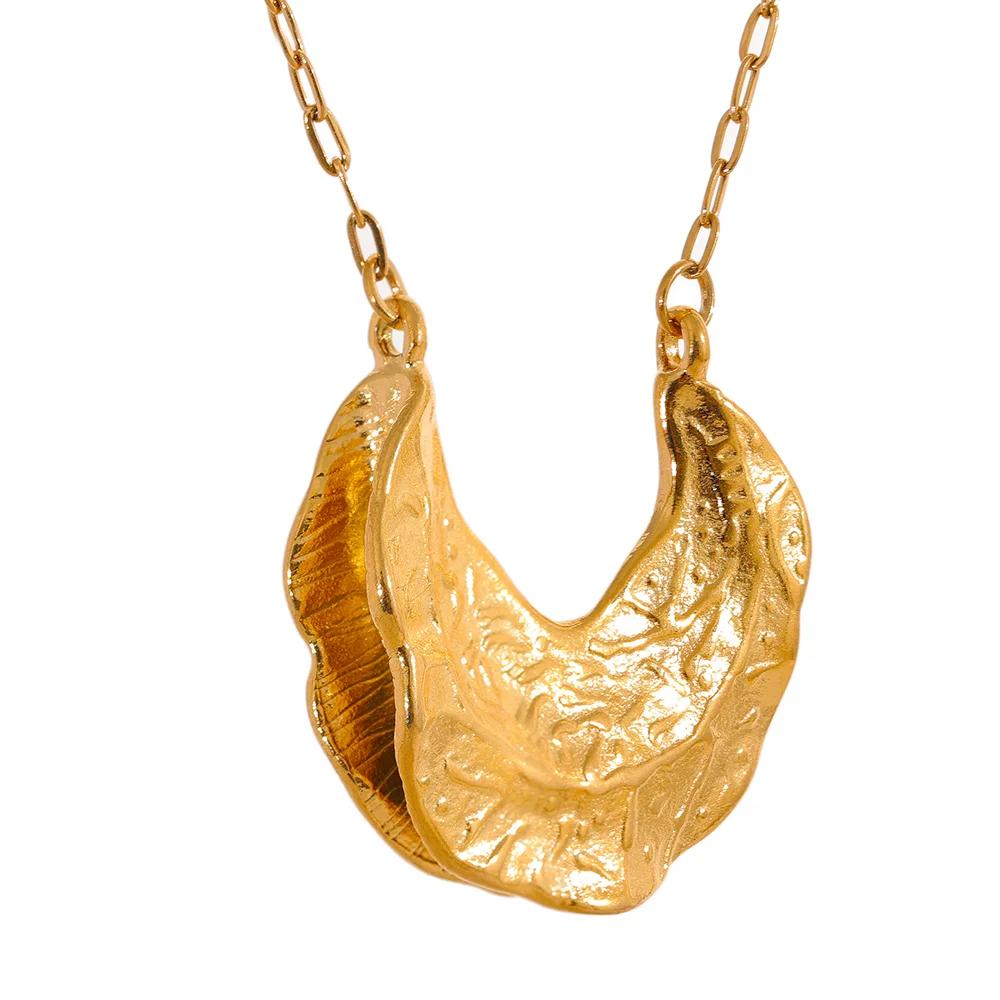 

Yhpup Statement Stainless Steel Fashion Geometric Crescent Moon Pendant Necklace Women Gold Color Waterproof Charm Jewelry New