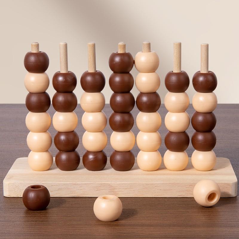 Montessori Wooden Vertical Plate Three-Dimensional Gravity Gobang Set Column Matching Logical Thinking Training Toy