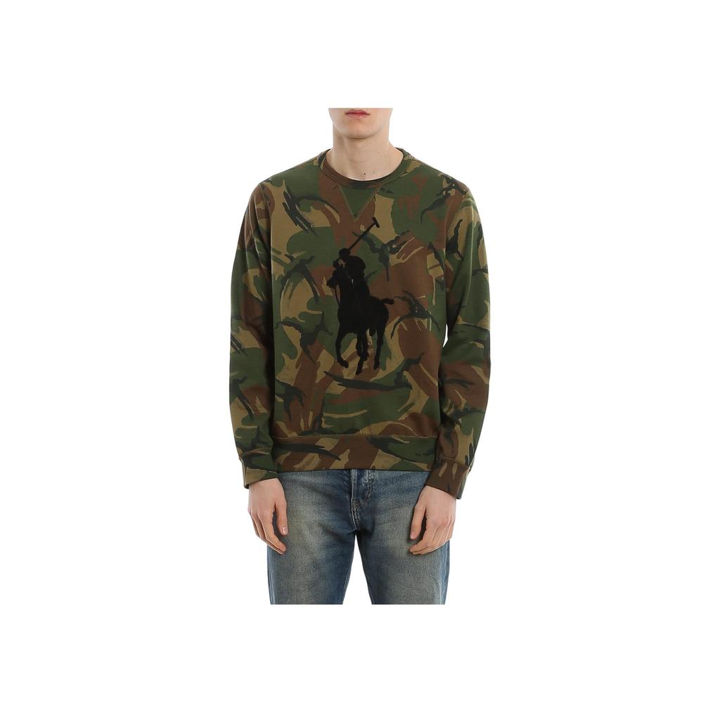 Polo Ralph Lauren Großes Pferde-Logo Applikation Rundhals Langarm Camouflage Sweatshirt Herren Sweatshirt 710795602-001