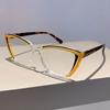 Katzenaugen Brille mit klaren Gläsern Retro Farbblock Mode Dekorative Brille Computerbrille für Damen