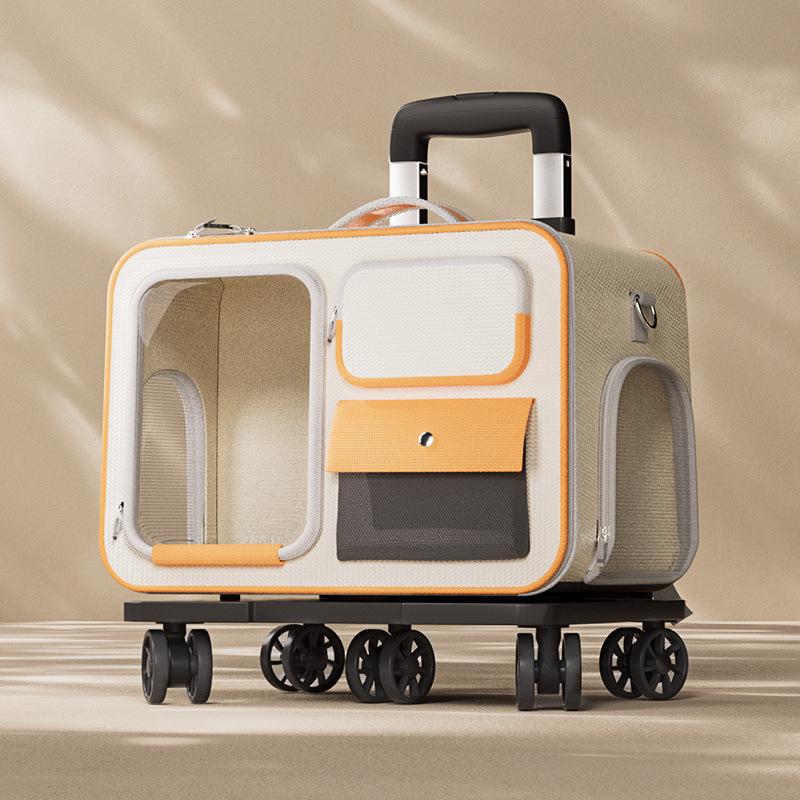 Large Capacity Pet Carrier Trolley Backpack: Portable Space Capsule for Cats & Dogs
