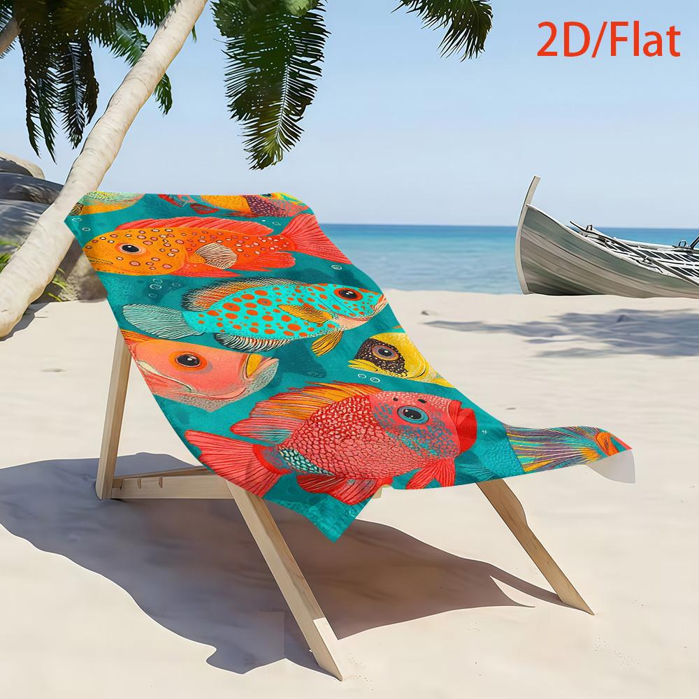 1pc Colorful Fish Pattern Beach Towel, Summer Coastal Style, Perfect for Yoga Diving Travel Vacation Bathroom Decor