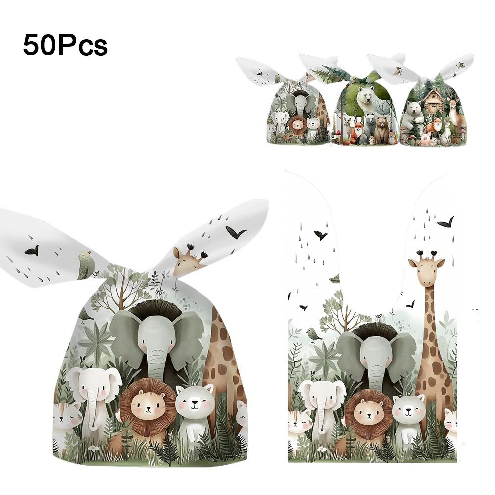 50 Buc Pungi Urechi Lungi Iepure Desen Animat Model Animal Pungi pentru Bomboane Cadou Pungi Ambalare Fursecuri Gustare
