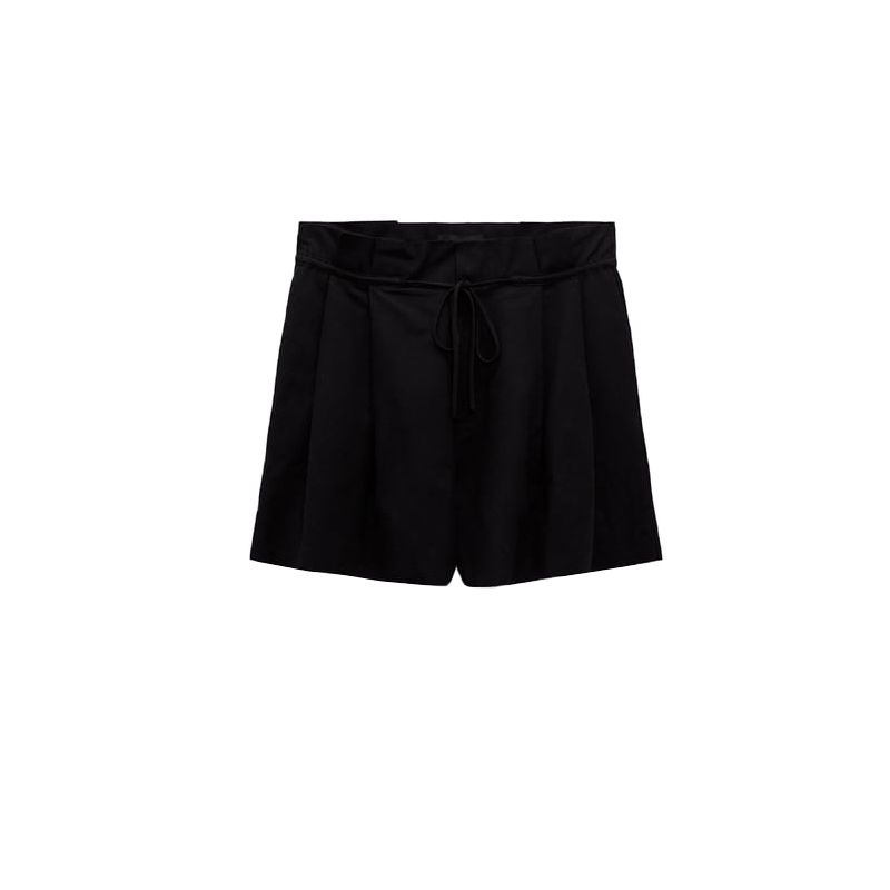 

Spring New Arrival Linen Blend Silm Vest 2010751 White Casual High Waist Shorts 4661413 Black shorts M