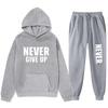Herren Hoodie mit Buchstabenprint Set - Langarm Rundhals Oberteil Jogginghose Fleecegefüttert Lässiges Outfit Herbst
