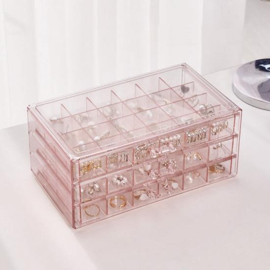 Transparent Jewelry Storage Box Large Capacity 72 Grids Dustproof Stackable Earrings Rings Container Jewelry Organizer