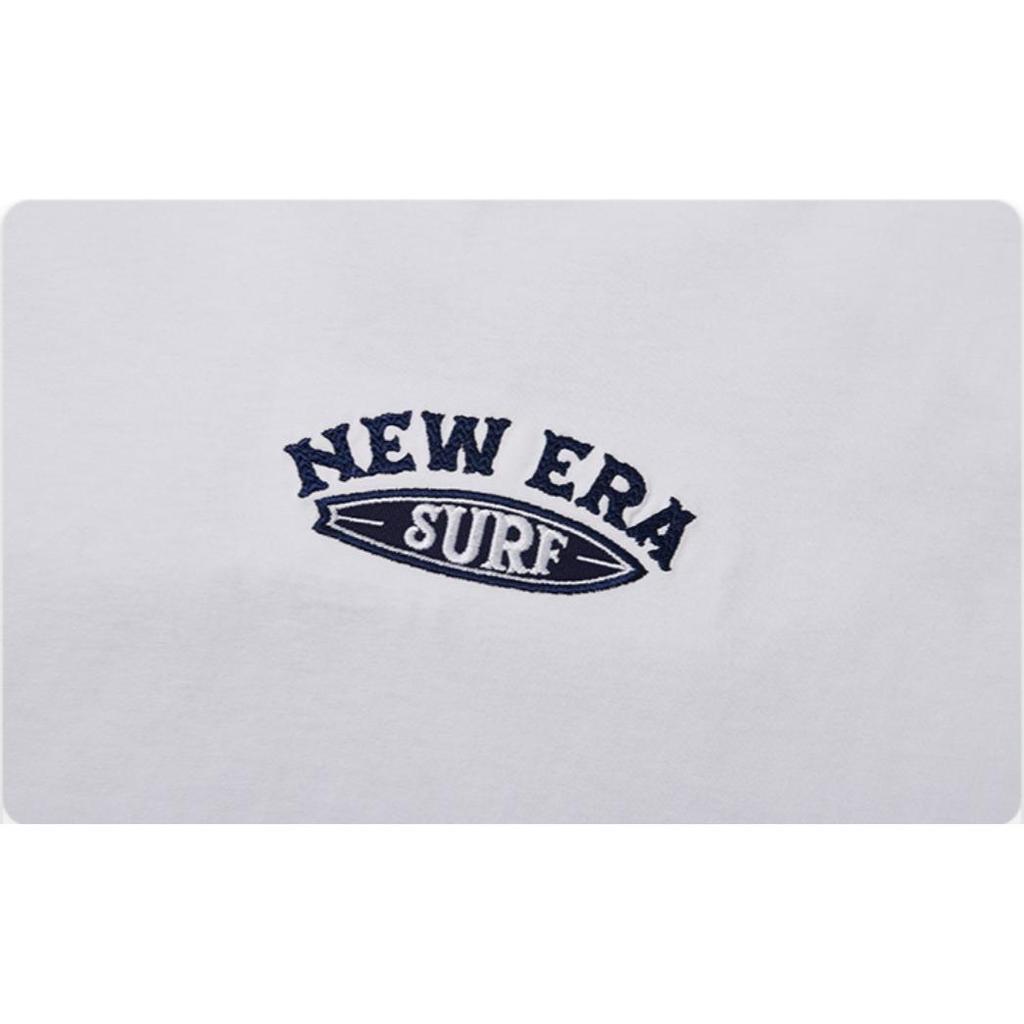 New Era Vacation Light Series Loose Logo Print Round Neck Short Sleeve T-Shirt Unisex Tops White 14341340