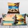 1pc Northern Europe Tropical Beach Landscape Pillow Case Square Bedroom Sofa Leisure Comfort Cushion Car Living Home Decoration