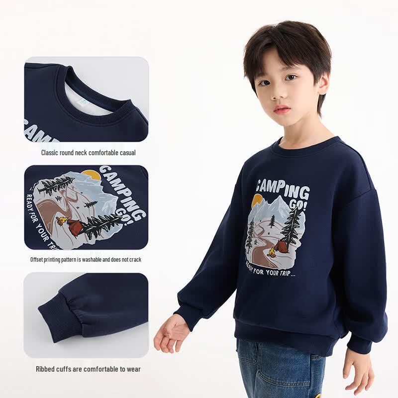 Boys' Letter Print Crew Neck Sweatshirt