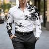Men's Red Black Baroque Floral Print Long Sleeve Shirt Slim Fit Button Down Casual Business Dress Shirts