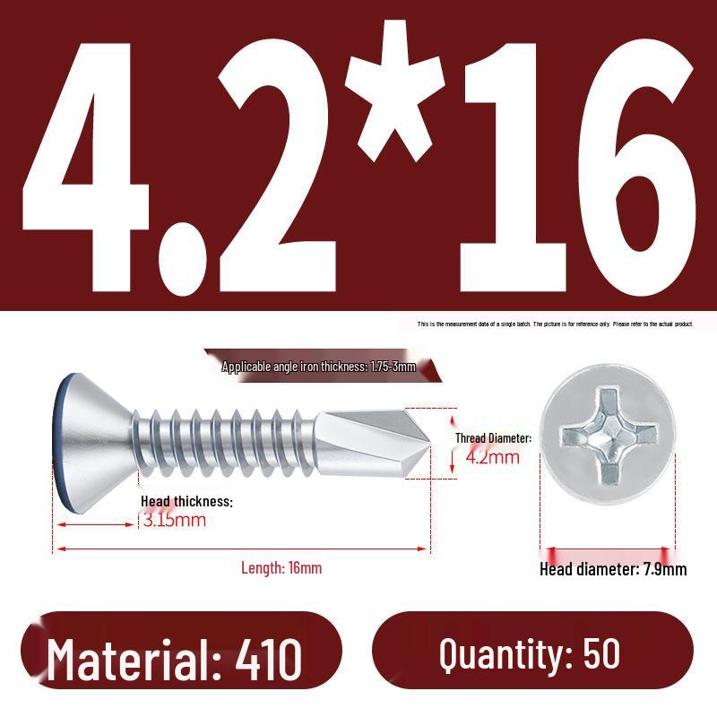 Phillips Flat Head Blue Zinc Plated Stainless Steel Self-Drilling & Self-Tapping Screws M3.9-M5.5