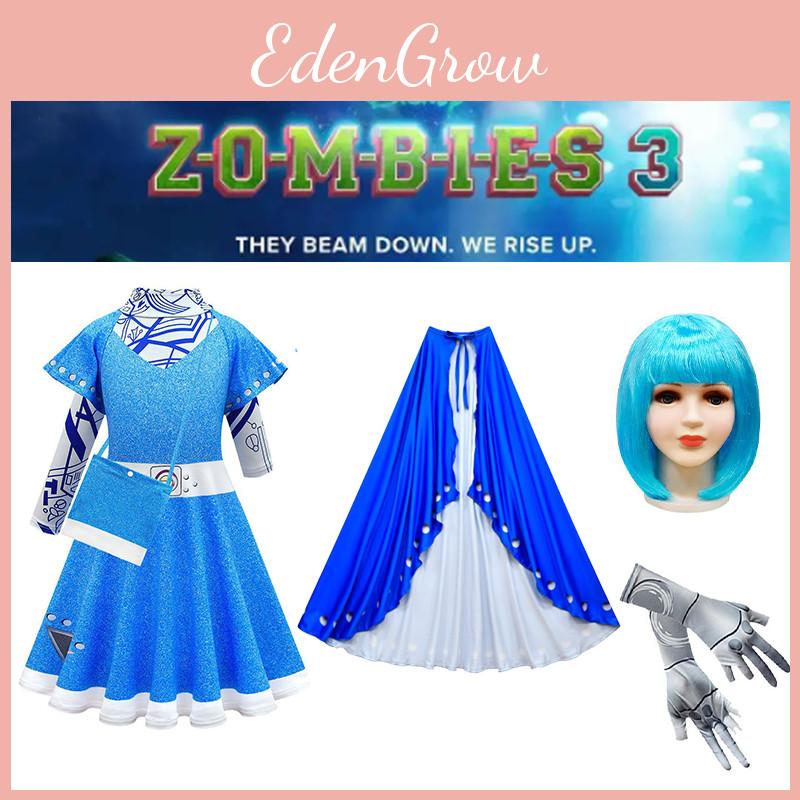 Kinder Zombies Cosplay Kostüm Halloween Kleid Umhang Perücke Tasche Mädchen Outfit Geschenk