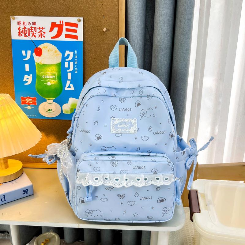 Schoolbag Korean ins wind girl backpack junior high school schoolbag girl cute cartoon student outing backpack girl