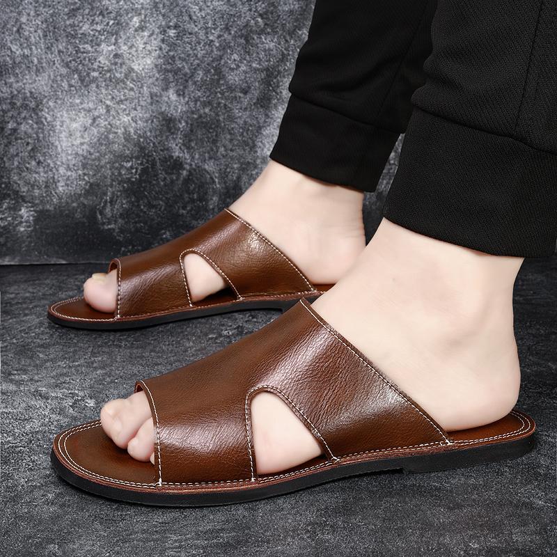 Fashion Vintage Style Men's Sandals Leisure Walk Male Slip-On Slippers Non-Slip Summer Half Drag Open Toe Wading Aqua Shoes Beach Flats