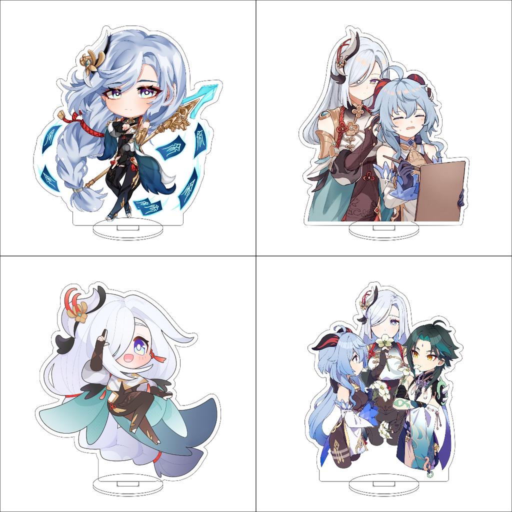 10CM Anime Genshin Impact Figure Stand Model Shenhe Cute Desk Decor Standing Sign Gifts