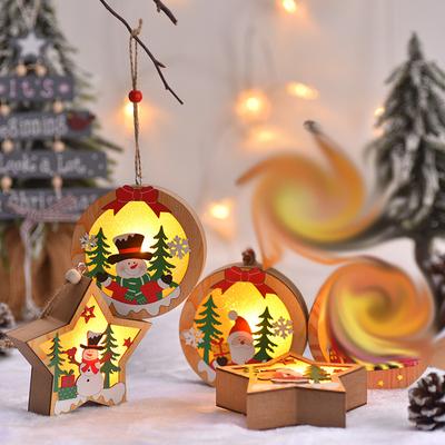 LED Christmas Tree Ornament Santa Snowman Reindeer Hanging Pendant Night Light For Home Festival Party Decorations