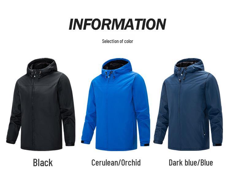 Herren Fleecegefütterte Kapuzen-Windjacke der neuen Saison - Dicke Outdoor-Jugendoberbekleidung.