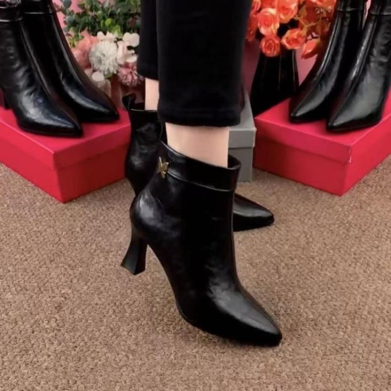 

stiletto short boots high heels women s autumn and winter new pointed temperament fashion short boots women 40