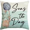 Summer Refreshing Ocean Series Art Linen Pillow Cover Car Sofa Lumbar Pillow Cushion