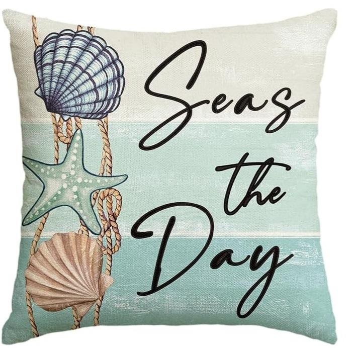 Summer Refreshing Ocean Series Art Linen Pillow Cover Car Sofa Lumbar Pillow Cushion