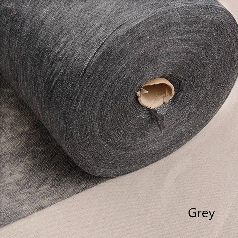 1/2M Non-Woven Fusible Interlining, Iron-On Adhesive Lining for Sewing, Single-Sided In White Black Grey for Patchwork
