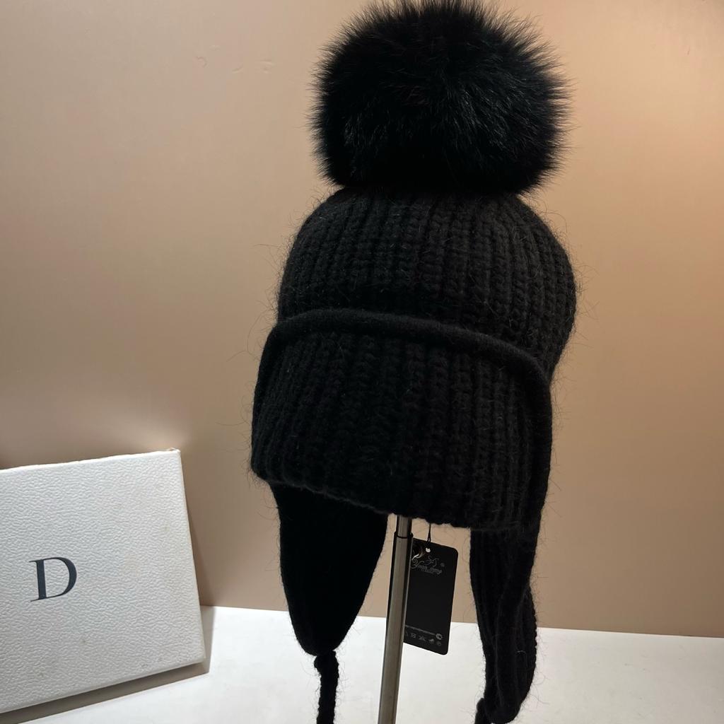 Iceland Same Winter Velvet Thickened Warm Rabbit Hair Ear Protection Hat Nordic Bag Face Fox Hairball Wool Hat