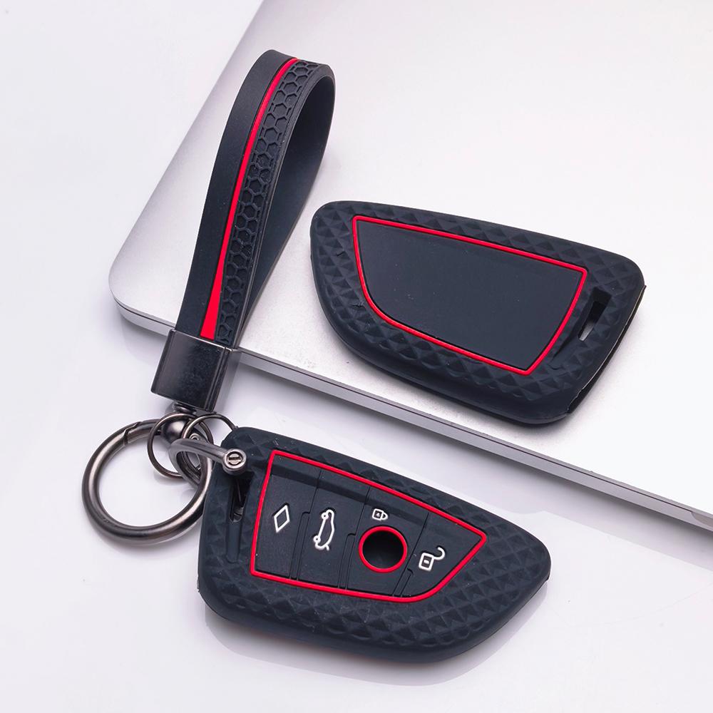 Key Case Cover for BMW i5 X1 X2 X3 X4 X5 X6 X7 with Keychain Anti-Scratch Guard Shockproof Protection Soft Grip Texture Responsive Button Touch