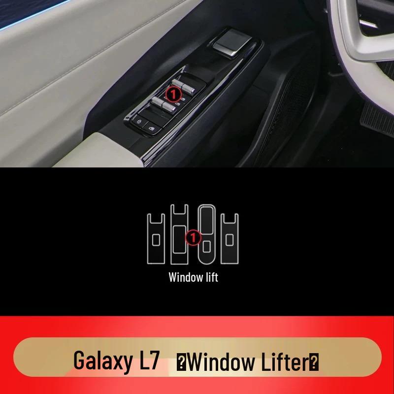 Geely Galaxy L7 Interior Protection: HD Film for Navigation, Dashboard & Gear Shift.