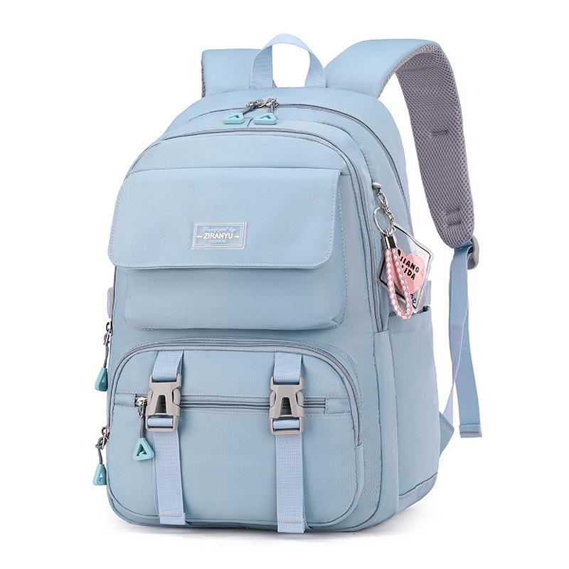 Solid Color Backpack For Teenage Girls Large Capacity Elementary School Bag Suitable For Grades 3-6 Spine Protection Schoolbags