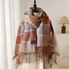 Soft Faux Cashmere Plaid Scarf With Tassels Men Women Warm Winter Wrap Office Chic Casual Wear