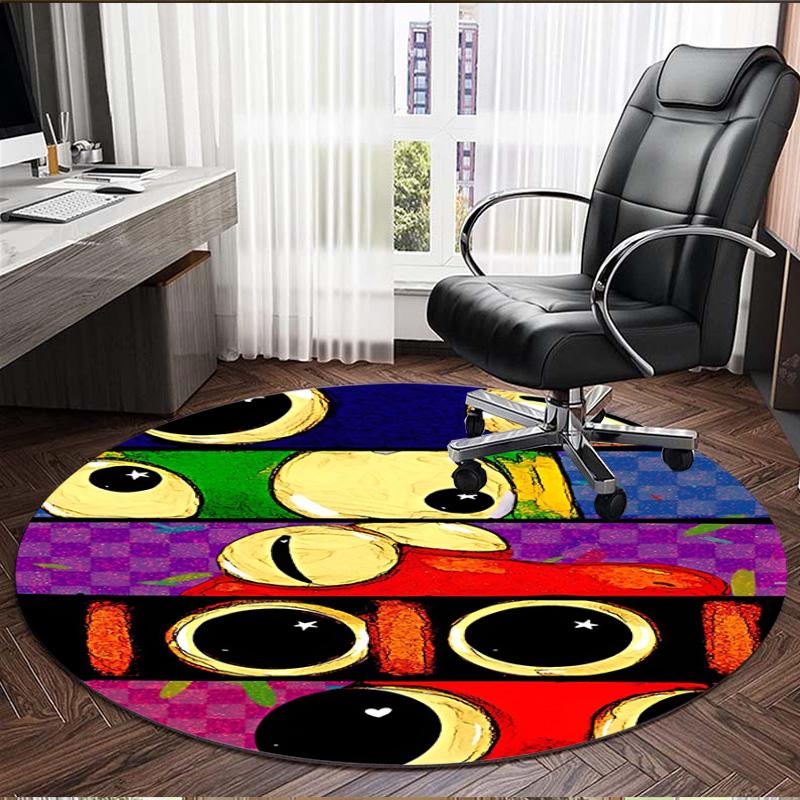 Game Rainbow Friends Print Round Rug, Washable Floor Carpet, For Entryway Dorm Laundry Room Office Study, Home Decor Birthday Christmas Gift