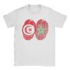 Tunisia Morocco Flags Fingerprints United TShirts Unisex Vintage Cotton Tee Shirt O Neck Short Sleeve T Shirt Printed Clothes