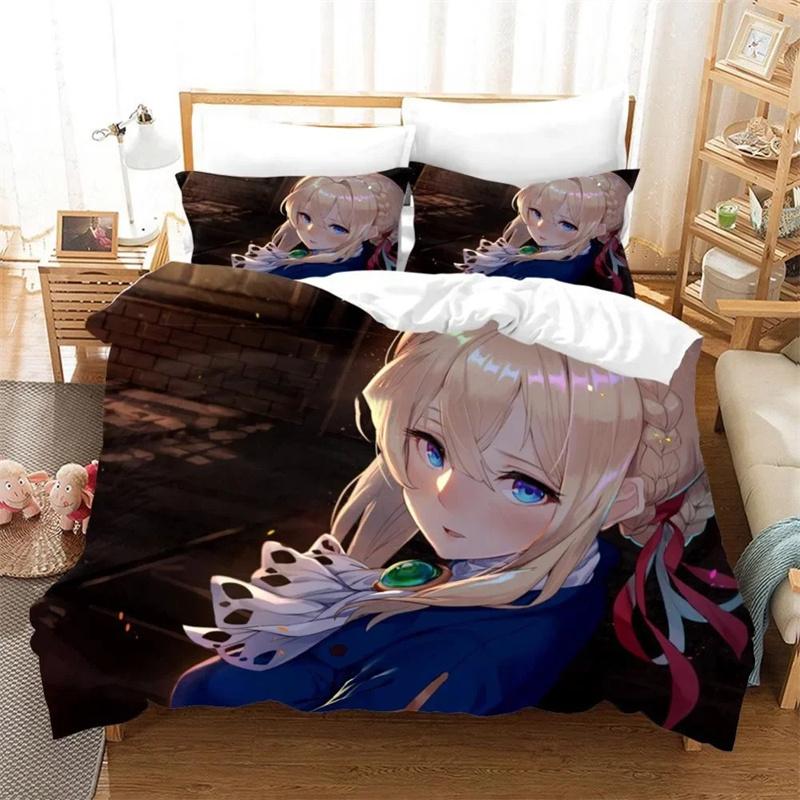 Stylish Cozy Anime Violet Evergarden 3d Sets Exquisite Bed Supplies Luxury Birthday Gift Comforter