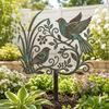 Courtyard Landscape Ornament Metal Bird Garden Stake, Weather Resistant Iron Yard Art Ornament, Decorative Stake Retro Patina Finish Sign for Outdoor