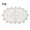 Decorative Centerpiece Mats for Dining White Lace Doily, Elegant Retro Placemat, Embroidered Table Breathable Polyester Mat, Rectangular Round